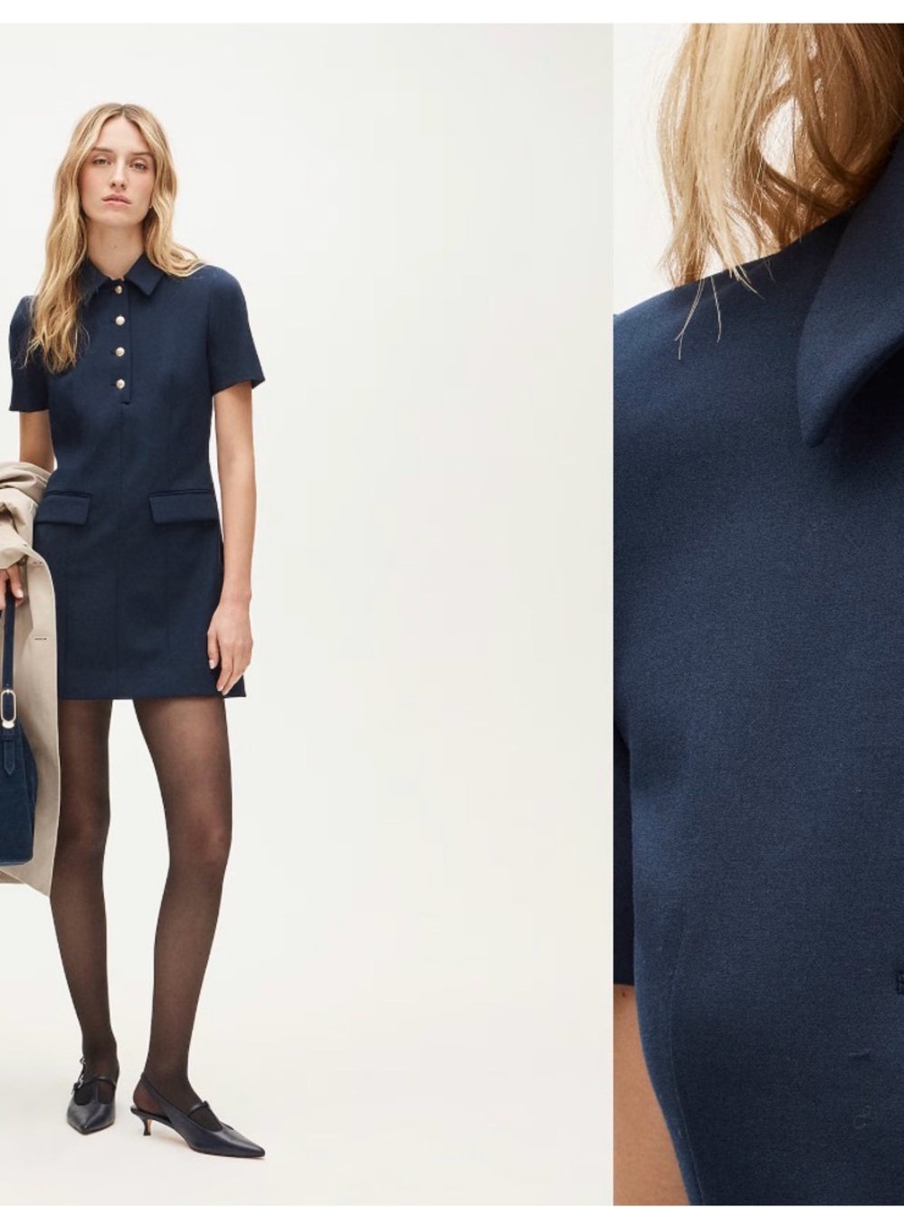 J. Crew Black Short-Sleeve Polo Shift Dress